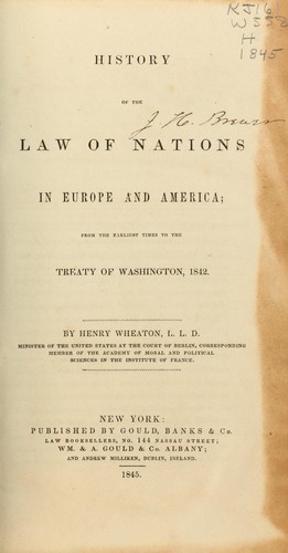 History of the law of nations in Europe and America