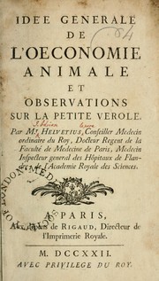 Idée generale de l'oeconomie animale