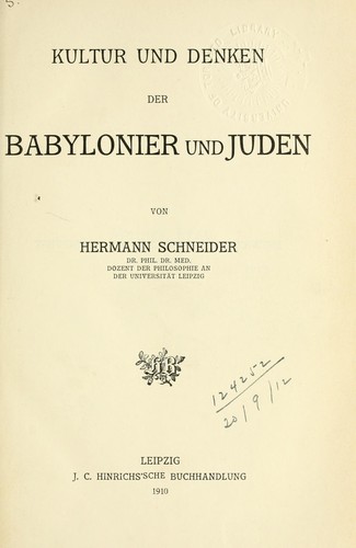 Kultur und Denken der Babylonier und Juden