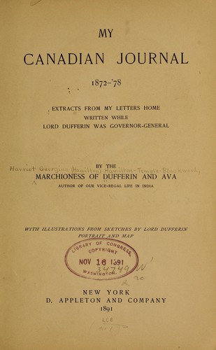 My Canadian journal, 1872-1878