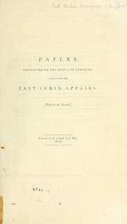 Papers presented to the House of Commons