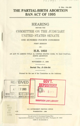The Partial-Birth Abortion Ban Act of 1995