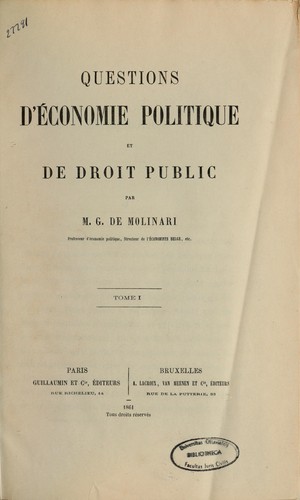 Questions d'économie politique et de droit public