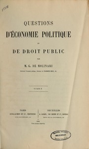 Questions d'économie politique et de droit public