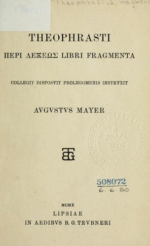 Theophrasti Peri lexeōs libri fragmenta
