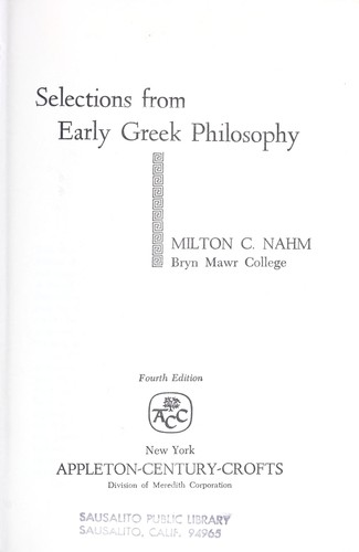 Selections from early Greek philosophy
