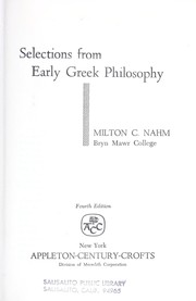 Selections from early Greek philosophy