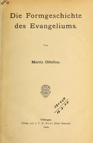 Die Formgeschichte des Evangeliums