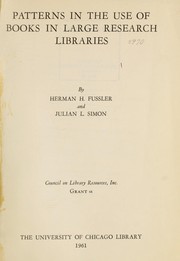 Patterns in the use of books in large research libraries