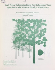 Leaf area determinations for subalpine tree species in the central Rocky Mountains