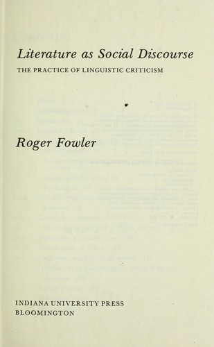Literature As Social Discourse