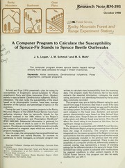 A computer program to calculate the susceptibility of spruce-fir stands to spruce beetle outbreaks