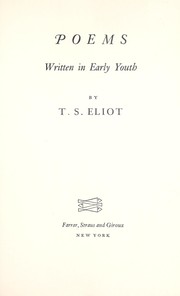Poems written in early youth