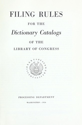 Filing rules for the dictionary catalogs of the Library of Congress
