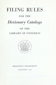 Filing rules for the dictionary catalogs of the Library of Congress