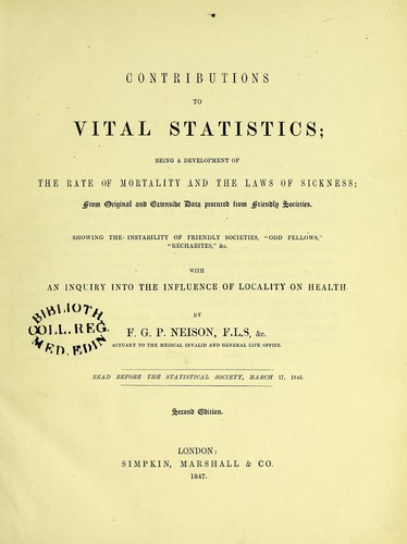 Contributions to vital statistics