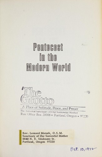 Pentecost in the modern world