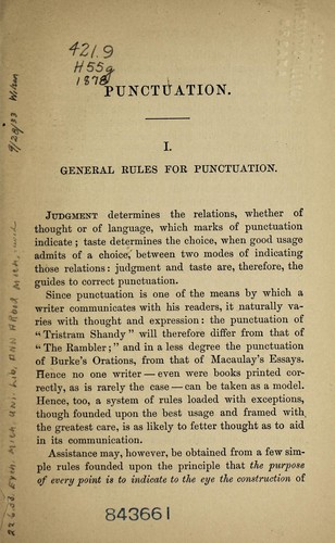 General rules for punctuation and for the use of capital letters