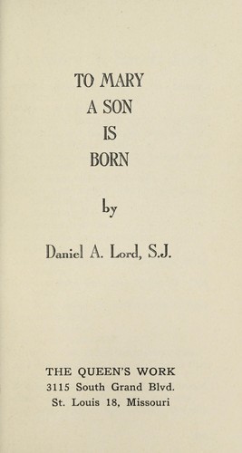 To Mary a son is born
