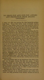 Do small-pox & cow-pox afford any protection from Asiatic cholera?