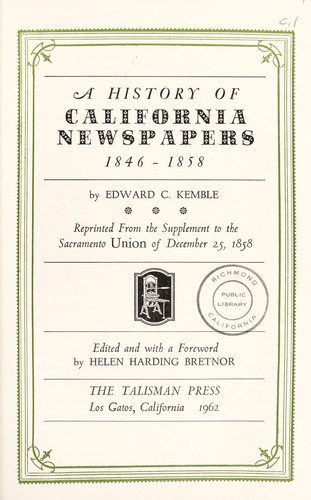 A history of California newspapers, 1846-1858