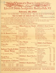 Dibble's price list from Edward F. Dibble, seedgrower