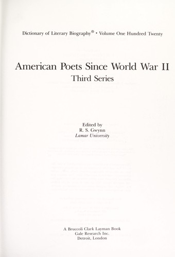 American Poets Since World War Ii/Third Series