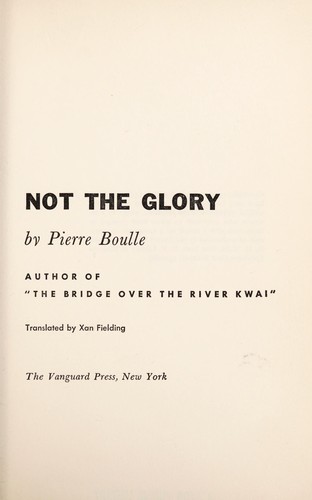 Not the glory;