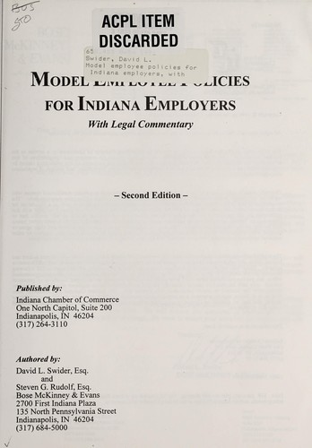 Model employee policies for Indiana employers, with legal commentary