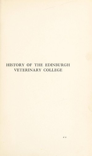 History of the Edinburgh Veterinary College