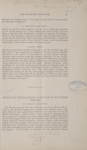 Sketch of Klamath language of southern Oregon