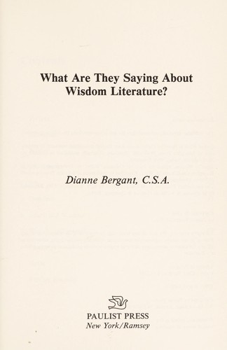 What are they saying about wisdom literature?