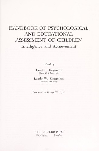 Handbook of psychological and educational assessment of children