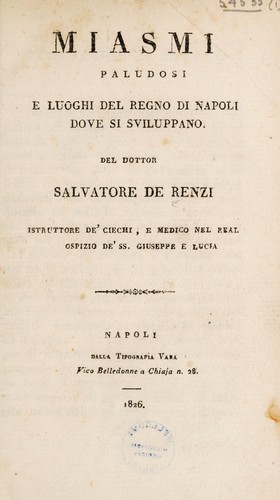 Miasmi paludosi e luoghi del regno di Napoli dove si sviluppano [-Supplemento]