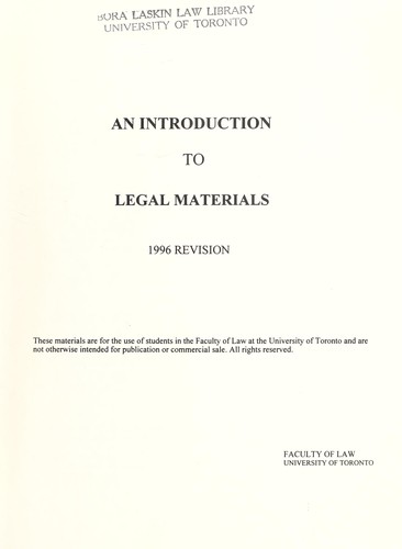 An introduction to legal materials