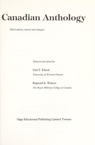 Canadian anthology