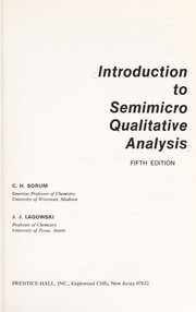 Introduction to semimicro qualitative analysis