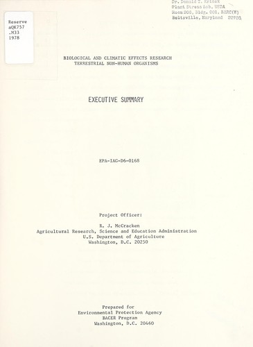 Biological and climatic effects research terrestrial non-human organisms