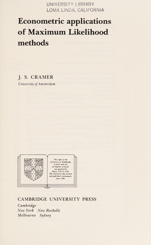 Econometric applications of maximum likelihood methods