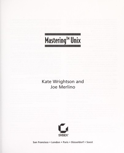 Mastering Unix