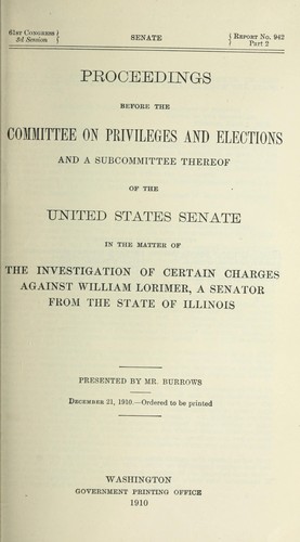 Charges relative to election of William Lorimer