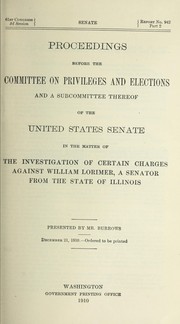 Charges relative to election of William Lorimer