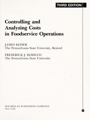 Controlling and analyzing costs in foodservice operations