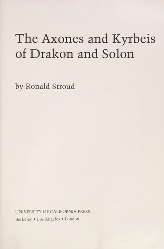 The axones and kyrbeis of Drakon and Solon