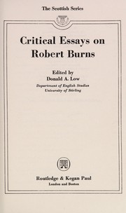 Critical essays on Robert Burns