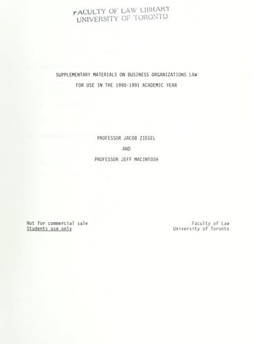 Supplementary materials on business organizations law