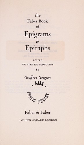 The Faber book of epigrams & epitaphs
