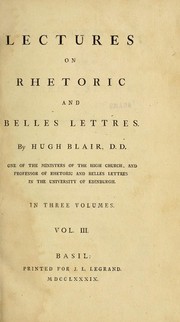 Lectures on rhetoric and belles lettres