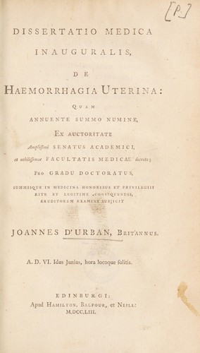 Dissertatio medica inauguralis de haemorrhagia uterina