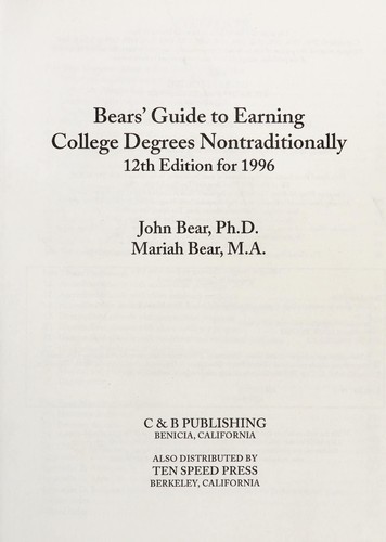 Bear's Guide to Earning College Degrees